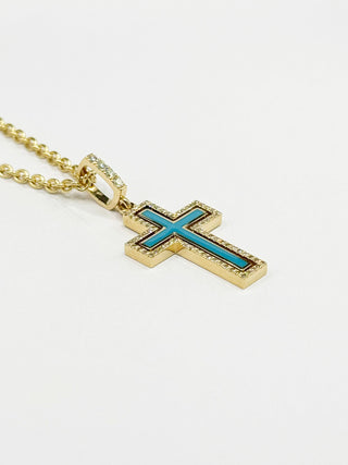 jewellery  Catholic cross  Petite Harmony 18K yellow gold , enamel, diamonds. VARVARA collection brand 18K yellow gold, coloured enamel, 74 round cut diamonds FG\VS1 Weight of gold 5.25g Diamonds, carat total weight 0.4ct. varvara-collection.com